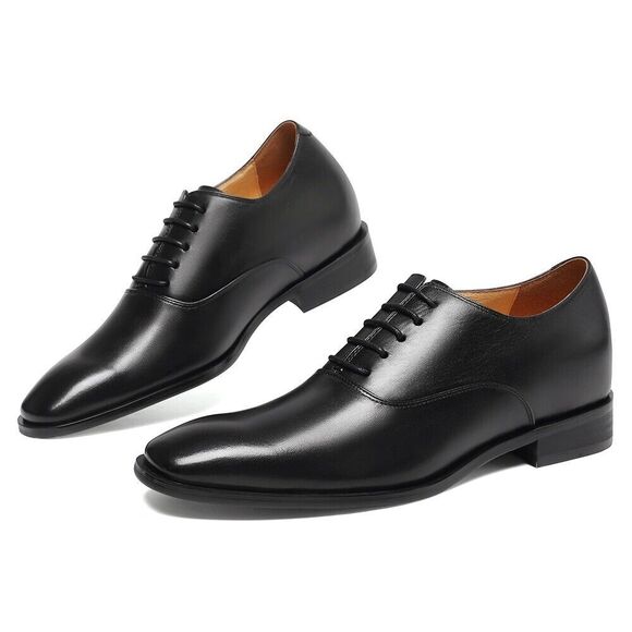 US8 CHAMARIPA Elevator Shoes Men Black Oxford Dress Shoes increase 7cm/2.7inches